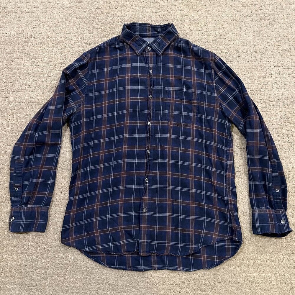 Bonobos Striped Flannel Mens Button Down Shirt - Size Large, Slim Fit